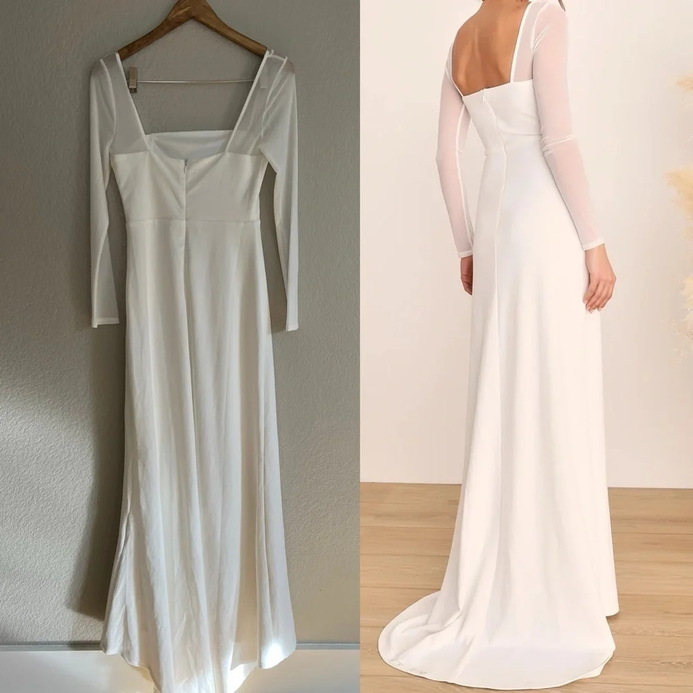 Lovingly Yours White Mesh Long Sleeve Maxi Dress - Picture 4 of 9